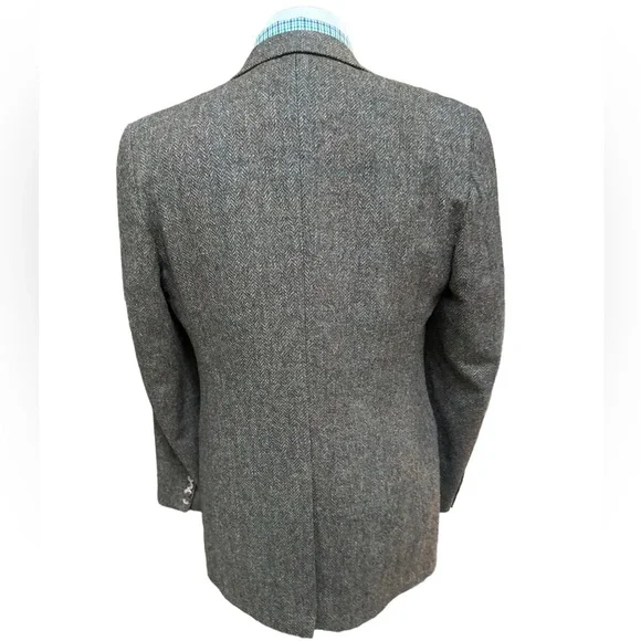 Vintage By Haggar Mens Brown Herringbone Wool Tweed Two Button Sport Coat Sz.42L